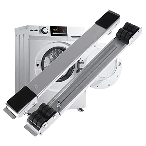 YYHJ Appliance Rollers, Wwashing Machine Base, Mini Refrigerator Stand, Washer Dryer Pedestal,Multi- Functional Furniture Dolly Roller Adjustable Movable Trolley, Load of 300 kg (Color : Silver) Cover