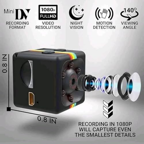 BOVTY 1080P Mini with Low Light Vision, Mini Portable Security, Hidden-Camera with Audio and Video Recorder for Compatible Home Office Wind Desktop Security Stand Camera. (Black) view 2