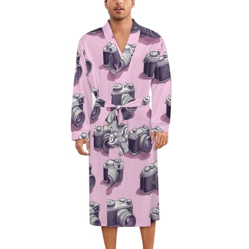 Robe de nuit appareil photo vintage rose pour stopper les nuits trop chaudes en kimono léger