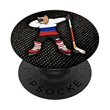 Dabbing Pitbull Russia Eishockey-Fans Trikot Wintersport PopSockets mit austauschbarem PopGrip