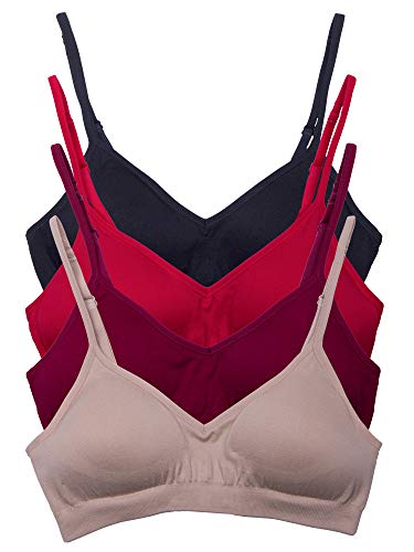 Kalon Womens 4 Pack Demi Padded Bralette Wireless Comfortable Bra
