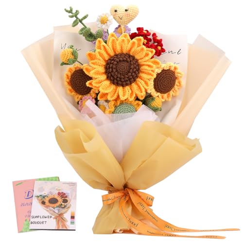 ENCHOL Crochet Kit for Beginners Adults Sunflower Bouquet Beginner Crochet Kit