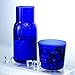 Sizikato 15 Oz Dark Blue Glass Bedside Night Water Carafe with Tumbler Glass.