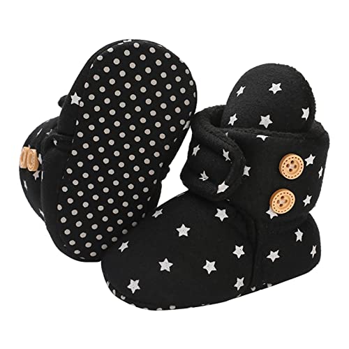 Image of Neband Baby Fleece Booties Newborn Warm Slippers Cozy Winter Boots Sock Shoes Infant Crib Bootie with Non Skid Bottom 0-18Month