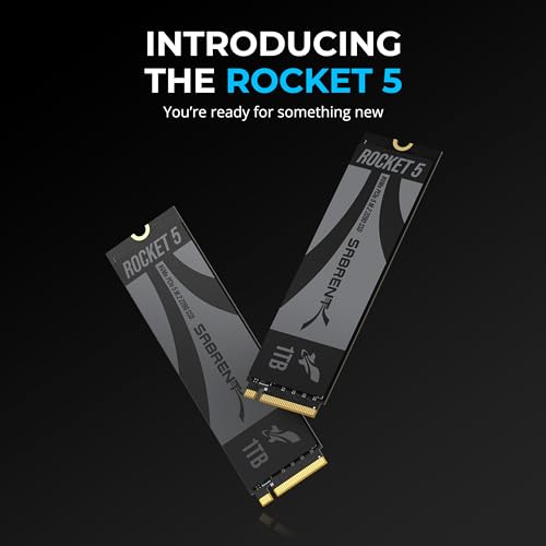 Image of SABRENT Rocket 5 1TB Gen5 NVMe SSD - PCIe 5.0 M.2 2280 Internal SSD, Up to 14GB /s & 2.3M IOPS, DirectStorage Ready, Low-Power Design, Heatsink Compatible - (SB-RKT5-1TB)
