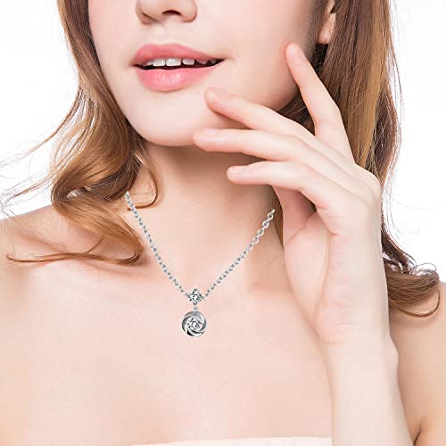 Kimievol Necklaces For Women Rose Motif 1 Carat Cubic Zirconia Necklace Sterling Silver Christmas Valentine Jewelry Gifts(14K Wihte Gold Plated) #TOP1