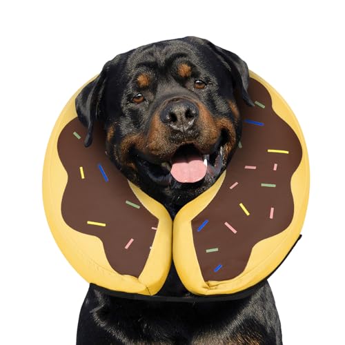 MIDOG Inflatable Dog Cone Collar Alternative After Surgery - Soft Protective Recovery Dog Cone for Large Medium Small Dogs & Cats, Elizabethan Collar for Dogs to Stop Licking - Brown,XL