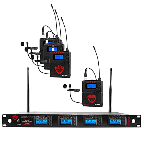 Nady 4W-1Ku Lt Quad True Diversity 1000-Channel Professional Uhf Wireless System With 4 Lapel/Lavalier Microphones – Autoscan – Automatic Transmitter Pairing – True Diversity – All Metal Construction #TOP7