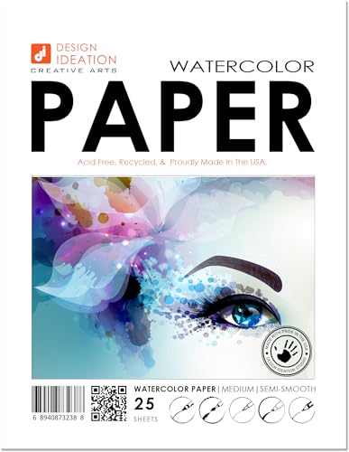 Design Ideation Papier aquarelle semi-lisse. Multimédia de 60 lb. Paquet de feuilles volantes. (8,5" x 11") LP-SKWC. (25 feuilles)