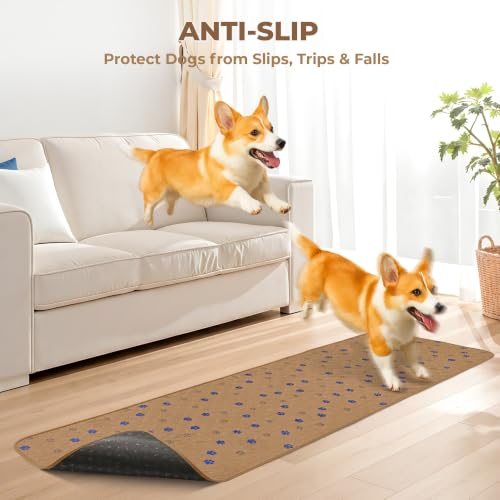 Image of Fostanfly Washable Dog Pee Pads, 1 Pack 24''x96''(2x8ft) Runner Rug, Brown | Machine Washable & Reusable, Strong Absorbent, Leak-proof & Waterproof, Non-Slip, Runner Rug for Hallway, Entryway, Bedroom