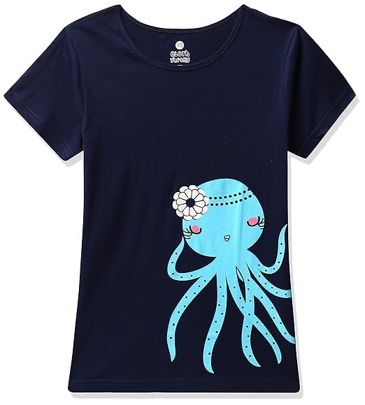 Image of Clotth Theory Girls Super Combed Cotton Regular Fit Round Neck Printed Short Sleeve Tshirt -Combo Pack of 3