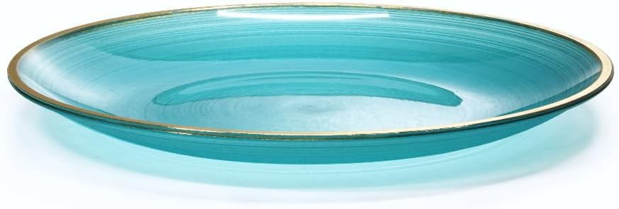 " OCCASIONS " 60 Plates Pack, Disposable Wedding Party Plastic Plates (7'' Appetizer/Dessert Plate, Belize in Aqua & Gold)