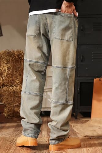 Men’S Relaxed Fit Straight-Leg Denim Trousers Wash Jeans for All-Season Casual Daily Wear3
