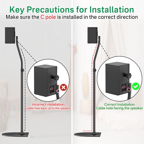 Image of Speaker Stand Pair for Samsung Stands and Wall Mount - 33 inch to 42 inch Height Adjust Floor Stand for Samsung Surround Sound Rear Speakers with Keyhole & Thread Hole