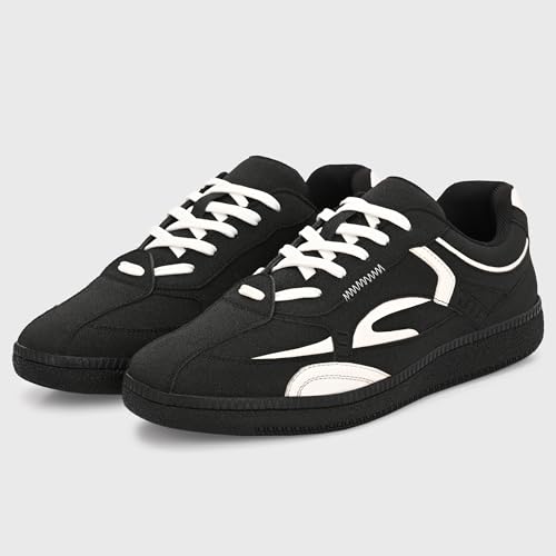 Image of Cruiser Men's Low-Top Sneakers | Chunky Platform Cushioned Insole | Trendy & Stylish Modern Lace-Up Athletic Shoes with Wave Graphic Side Panels| Retro Street Style Casual Walking Footwear (2658)