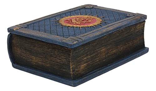 Ebros Small Masonic Secret Book Box Freemasonry Square And Compasses Ritual Morality Blue Small Hinged Book Jewelry Box Freemasons Storage Decor #TOP1