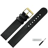 Diseño - Correa de reemplazo discreta hecha de piel de vaca para relojes en negro | Acelerando la cinta de cuero de vaca para su reloj | Similar todo RUNUNDER, que coincide con demasiados relojes de pulsera | Banda de relojes atemporales con superficie lisa y | Las bajas desviaciones de color pueden ocurrir debido a las propiedades naturales de la correa de cuero o debido a la presentación en el monitor