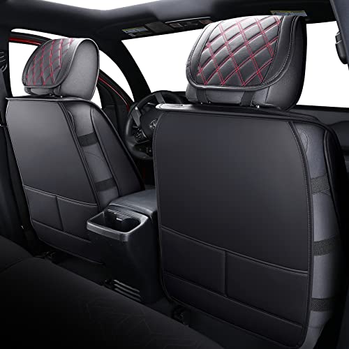 Image of Aierxuan Front Toyota Tacoma Seat Covers Waterproof Leather (Black-Red)