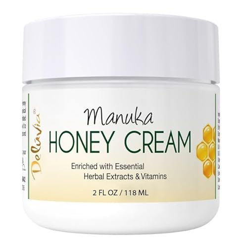 Deluvia Manuka Honey Cream | Hydrating & Soothing Moisturizer Face & Body Lotion | for Sensitive Skin, Eczema, Psoriasis & Dermatitis (2 oz Pack of 1)