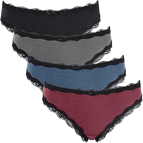 Charmo Womens Underwear Cotton Lace Trim Soft Hipster Panty Ladies Stretch Full Briefs 4 Pack S Cover