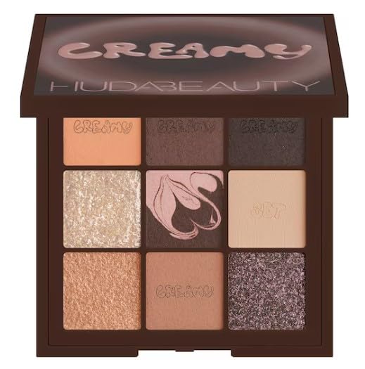 HUDA BEAUTY Original | CREAMY | Eyeshadow Palette | Obsessions - Paleta de 9 sombras de ojos | 8.22 gramos / 0.28 Oz. | by BELLA | (NEUTRAL BROWN CREAMY Obsessions, 1 unidad (Paquete de 1))