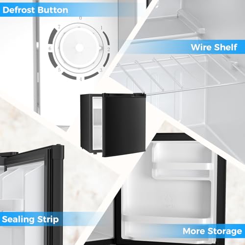 Image of Antarctic Star 1.6 Cu. Ft Mini Fridge with Freezer,Small Compact Refrigerator with Single Reversible Door, Removable Shelves, 7 Adjustable Thermostat, for Dorm /Bedroom /Office,Black