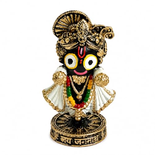 Image of eCraftIndia Lord Jagannath Idol Decorative Showpiece for Home Temple Puja Room Office Desk Spiritual Gift Handcrafted Resin Figurine Traditional Hindu God Murti for Vastu and Festive Decor