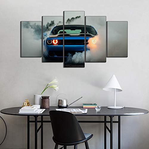 Walkking Ways Wall Canvas 5 Panel Dodge Challenger Srt Hellcat Widebody Walk Wall Art Painting Morden Sports Car Print On The Canvas Wall Decor (No Frame,12X18Inch-2P 12X24Inch-2P 12X30Inch-1P) #TOP1