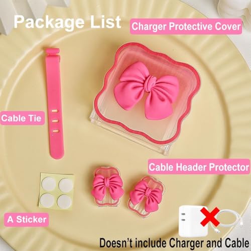 Image of FACTOTECH Case for MacBook & iPad Charger, 29w 30w 35w Charger Case, Travel Cord Organizer, Accessories (for Apple 29w 30w 35w Adapter)-Magenta Bow