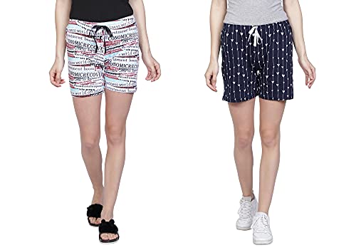 Image of Club A9 Women's Regular Fit Cotton Printed Shorts