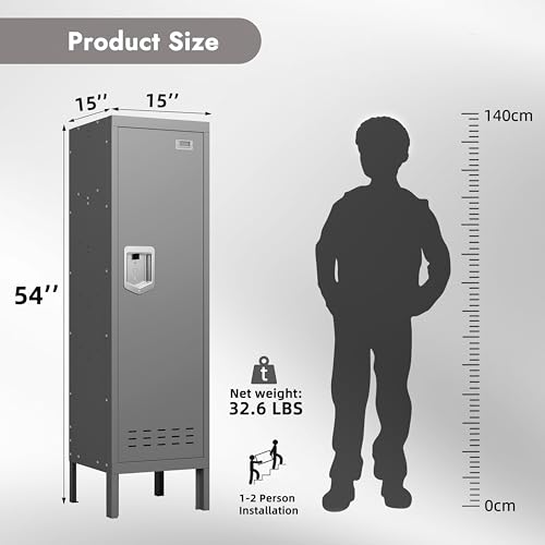 Image of BUTISOW Metal Cabinet Home Office Storage,Lockers,Lockable Employees Metal Locker with Door,54 inch Height Steel Locker,Lockable Steel Locker for Gym,School,Home,Office,Garage,Assembly Required
