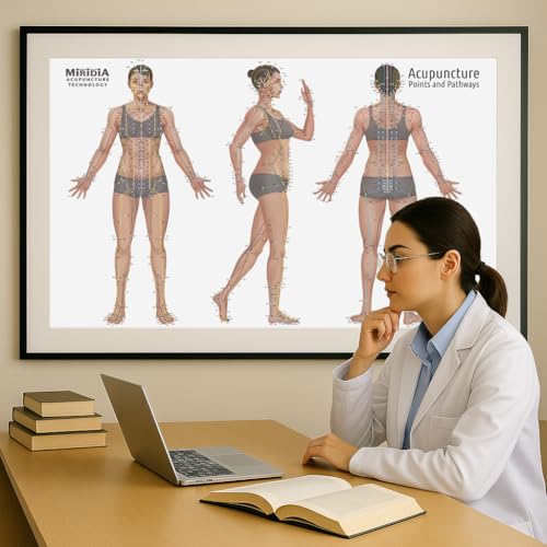 Image of Miridia Acupuncture Chart - Huge Laminated Anatomical TCM Meridian & Points Poster - Clinic /Study Use - Accurate Acupuncture Point Chart - Clear Labels - Comprehensive Meridian System - 36x24, Female