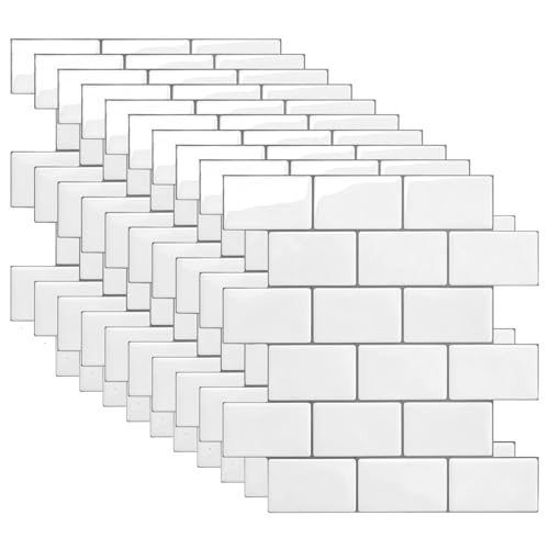 10 Credence Adhesive, Carrelage Autocollant Métro, Carreaux Muraux Autocollants, Plus Épais Pour Dosseret De Cuisine Pour Cuisine Autocollant Carrelage Salle...