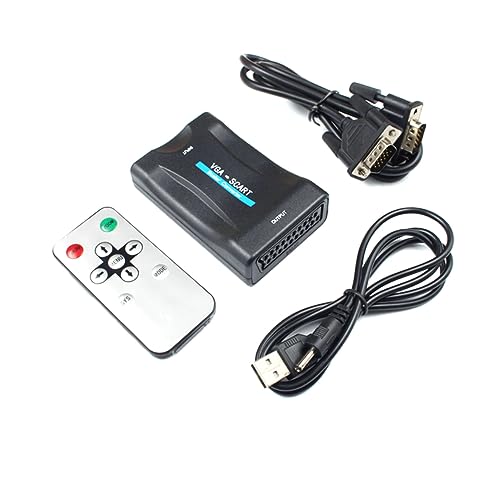 Housoutil Adaptador Vga Scart para TV Compatible Ntsc PAL Diseño Portátil Películas y Videojuegos