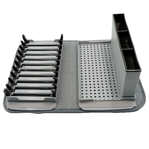 Tapete para platos, superabsorbente, antideslizante, con soporte para utensilios, escurridor de platos, escurridor de cocina, para encimera, vajilla, ollas, sartenes, hogar, apartamento, restaurante