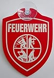 Schild mit Saugnapf Feuerwehr Feuer Brand löschen bergen retten FFW Auto Windschutzscheibe
