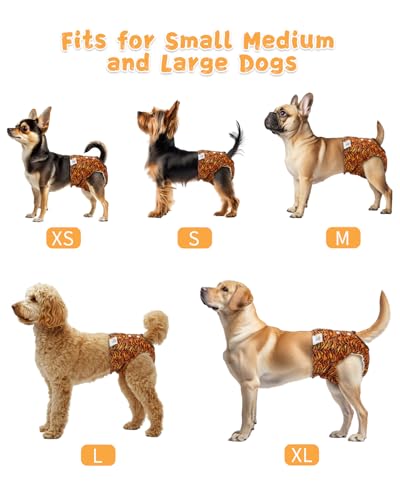 Image of CuteBone Washable Female Dog Diapers 4 Pack Reusable Doggie Heat Diapers for Period FMG11M