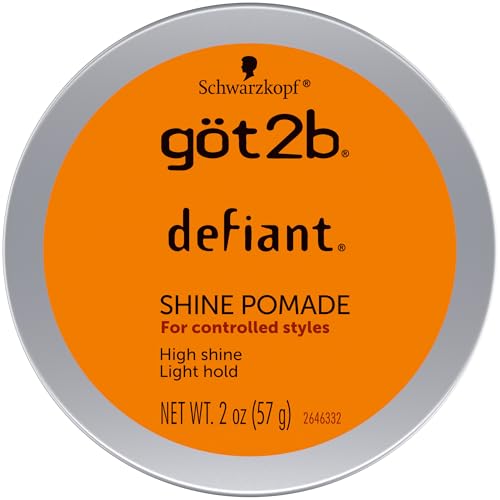 got2b Defiant Shine Pomade, 2 Fl Oz, High Shine Hair Styling Pomade for Men and Women, Creates Texture, Control &amp; Light Hold, Tames Unruly Hair, Suitable for Short to Medium Styles
