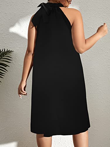 SCOMCHIC Plus Size Women's Halter Neck Sleeveless Midi Dress Summer Casual Loose Tank Top Beach Sundress2