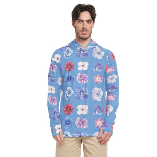 Art Oberonia Blue Men's Sun Shirts Hoodies Long Sleeve Beach Hoodies UPF 50 + Beach Shirt S