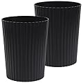JiatuA Small Trash Can Plastic Wastebasket Round Garbage Container Bin for Bathroom, Kitchen, Bedroom, Home Office, College Dorm, Black 2 Pack