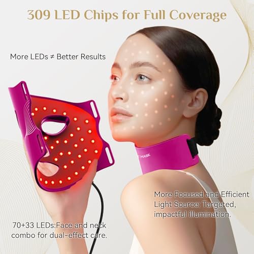 Image of Red Light Therapy for Face, LED Light Therapy Mask Skin Care Mask & Neck, LED Red & NIR Light Therapy Wavelength for Home Use, Working Travel Yoga Sleep