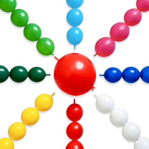 PartyWoo Rainbow Linking Balloons 100pcs 6 Inch Multicolor Link Balloons by PartyWoo - Used condition - US$6.84