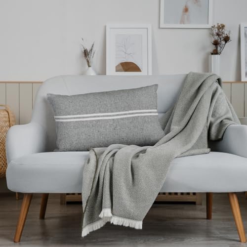 Image of 180 TC Pillow Cover Set of 2 | Pillow Cover Cotton 100% | Pillow Cover Set of 2 King Size | Wrinkle Free & Fade Resistance | Striped Pattern | Standard Size | All Season Use (Dark Grey)