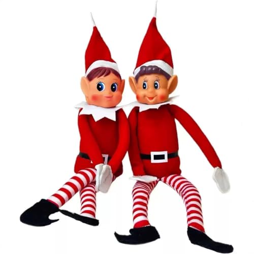 ARBUTUS Elfo Travieso Figuras de Cuerpo, Adornos Decorativos, Duende Navidad Travieso Adecuado para Fiestas de Decoración Navideña y para Regalar a Los Niños 30cm Altura. (Elvie Niña)
