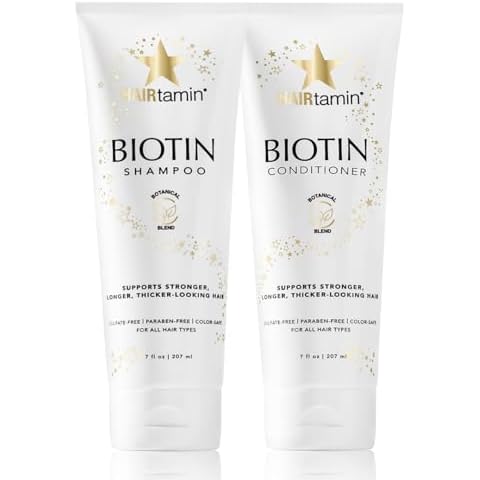 HAIRtamin Shampoo and Conditioner Set - Paraben & Sulfate Free, Volumizing & Moisturizing, Natural Biotin Shampoos and Conditioners, Gentle Moisturizer on Curly & Color Treated Hair Cover