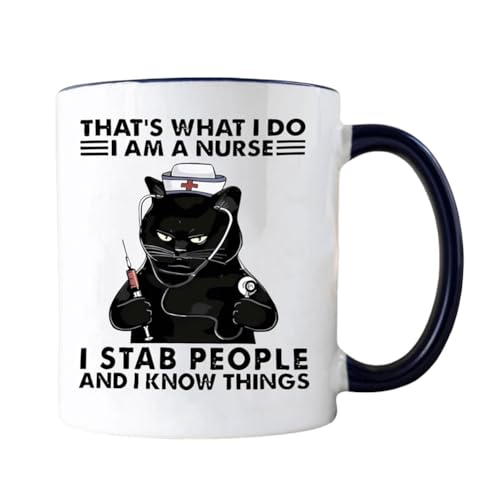 Dasfie Kaffeetasse mit der Aufschrift "I'm a Nurse", 325 ml, lustige Katze, Tee- und Kaffeetassen, Geschenk für Katzenliebhaber