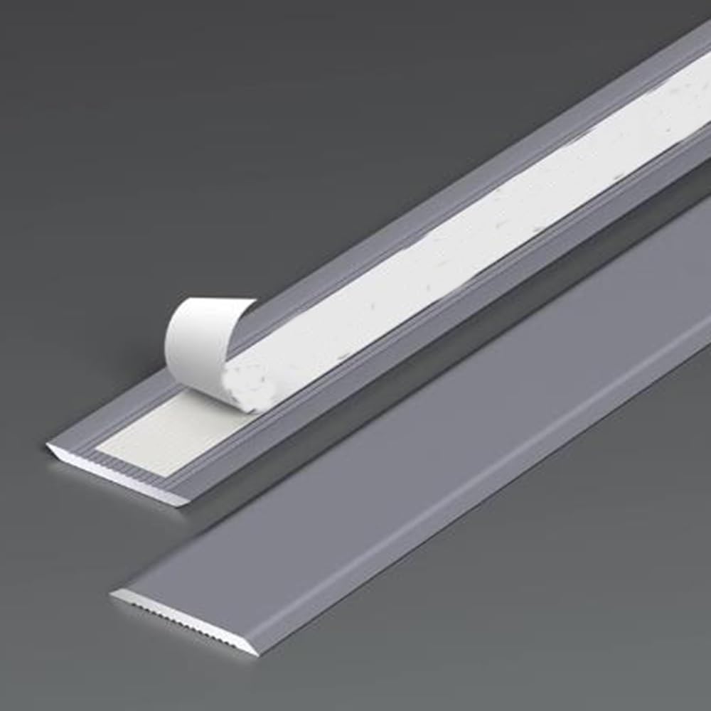 Listwa przejściowa podłogowa 35,4x0,8 cala aluminiowa płaska listwa rozdzielająca podłogowa samoprzylepne listwy progowe, do zakrywania szczelin w drzwiach(Gray,2Pcs)