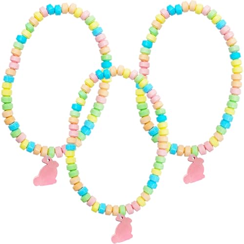Fruidles Easter Bunny Candy Necklace, Multicolor Fruit-Flavored Chewables for Party Favors (12-Pack)