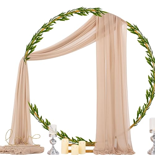 Image of Socomi Wedding Arch Draping Fabric 29 inch x 20Ft 1 Panel Nude Sheer Outdoor Curtain Drapes Extra Long for Bridal Baby Shower Ceremony Birthday Party Decor